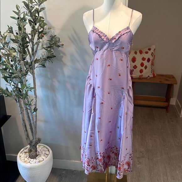 Free People Intimately On My Own Floral Satin Nightgown/Dress New! - Picture 5 of 10
